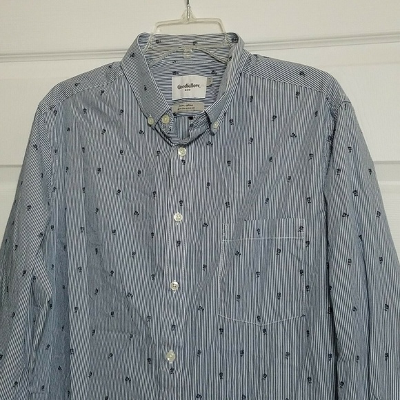 New Goodfellow Button Down Dress Shirt ~ L ~Blue - Picture 2 of 4